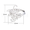 Anti-Tarnish Adjustable Rhodium Plated 925 Silver Ring Adjustable Ring Findings PW-WG95003-22-1