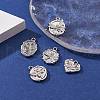 5Pcs 5 Styles Alloy Crystal Rhinestone Flat Round Pendants FIND-YW0003-58-5