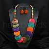 Bohemian Style Wood Beaded Multilayer Necklaces & Dangle Earrings Sets WG93846-10-1