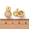 Rack Plating Brass Micro Pave Clear Cubic Zirconia Round Ball Stud Earring EJEW-H099-09G-1-3