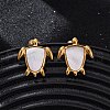304 Stainless Steel Natural White Shell Stud Earrings EJEW-Z103-05G-02-2