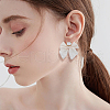 FIBLOOM 2 Pairs 2 Colors Alloy Dangle Stud Earrings with Cloth Bowknot Charms EJEW-FI0003-28-6