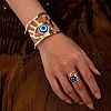 Evil Eye Alloy Resin Hollow Cuff Bangles & Cuff Rings Sets FS-WGE3CB7-01-4