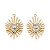 304 Stainless Steel Micro Pave Cubic Zirconia Pendants STAS-N109-167G-1