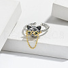 Glasses Dog 925 Sterling Silver Micro Pave Cubic Zirconia Adjustable Cuff Rings FS-WGF17D0-01-3