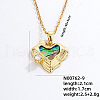 Fashionable Brass Pave Natural Paua Shell & Clear Cubic Zirconia Pendant Necklaces for Daily Parties QO9830-6-1