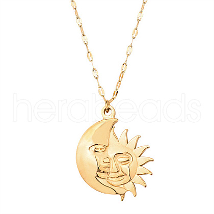 Golden Stainless Steel Pendant Necklace SA1727-1-1