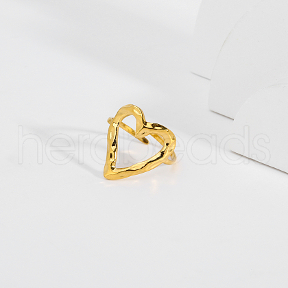 Hollow Heart Stainless Steel Cuff Open Rings for Women LZ8065-1-1