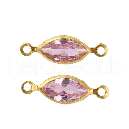 Brass Pave K9 Glass Connector Charms KK-Q059-01D-G-1