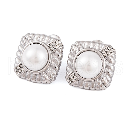 304 Stainless Steel Rhinestone Stud Earrings EJEW-A049-15P-1