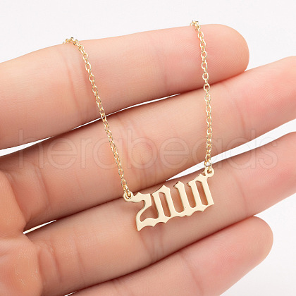 2010 Birth Year Number 201 Stainless Steel Pendant Cable Chain Necklaces FS-WGB5F08-48-1