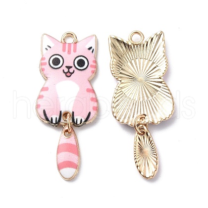 Light Gold Rack Plating Alloy Enamel Pendants ENAM-G210-01LG-05-1