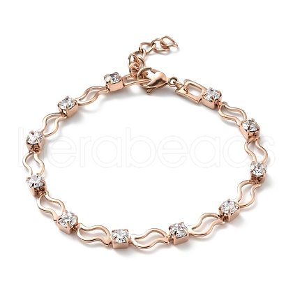 Crystal Cubic Zirconia Tennis Bracelet BJEW-E108-03RG-1