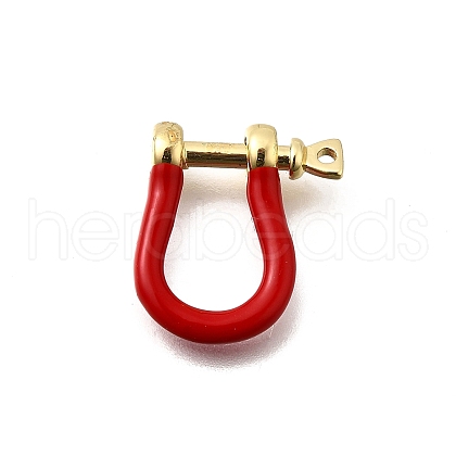 Brass Enamel D-Ring Anchor Shackle Clasps KK-P201-01G-J-1