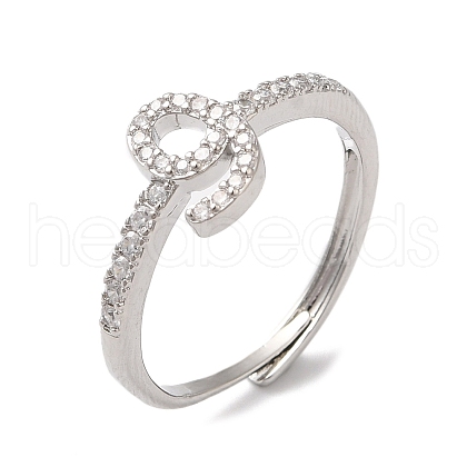 Rack Plating Brass Cubic Zirconia Arabic Letters Adjustable Rings for Women RJEW-S407-10P-05-1
