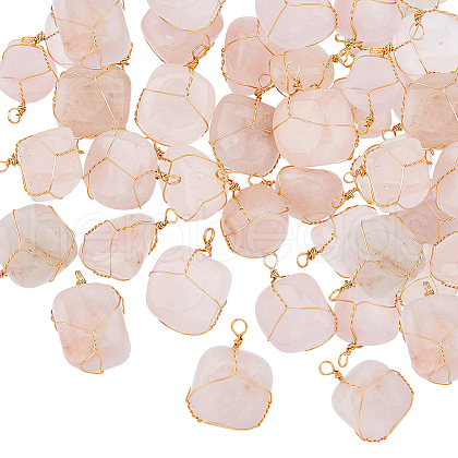 HOBBIESAY 40Pcs Natural Rose Quartz Pendants G-HY0001-43-1