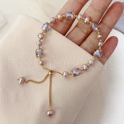 Acrylic & Cubic Zirconia Beads Slider Bracelets WG9EBEA-01-1