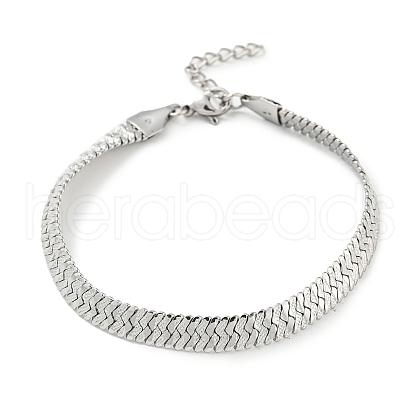 Non-Tarnish 304 Stainless Steel Herringbone Chain Bracelet BJEW-D028-02D-01P-1