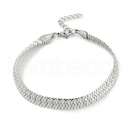 304 Stainless Steel Herringbone Chain Bracelet BJEW-D028-02D-01P-1