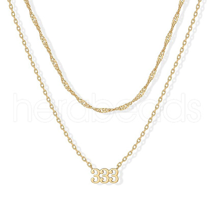 304 Stainless Steel Figure Pendant Double Layer Necklaces for Women FS-WGF1C2D-03-1