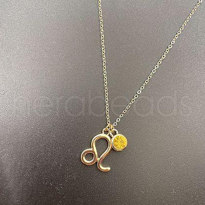 Alloy Light Topaz Rhinestone Constellation Pendant Necklaces for Women Men WG398AA-07-1