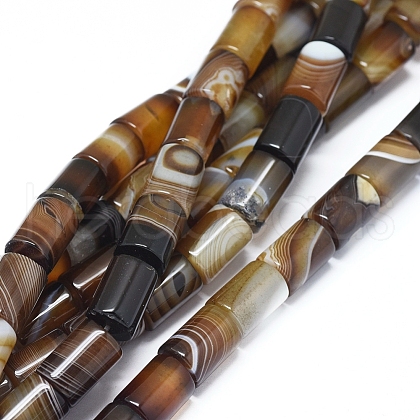 Natural Banded Agate/Striped Agate Beads Strands G-D0005-46-1