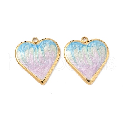 304 Stainless Steel Enamel Pendants STAS-U057-07G-B-1