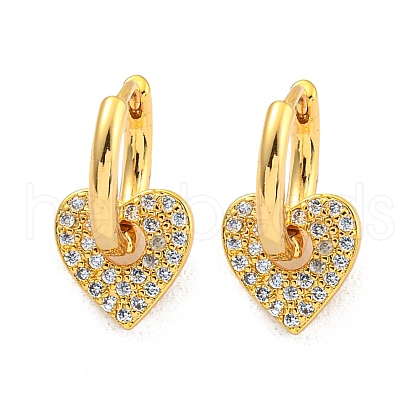 Brass Micro Pave Clear Cubic Zirconia Hoop Earrings for Women EJEW-K286-02G-1