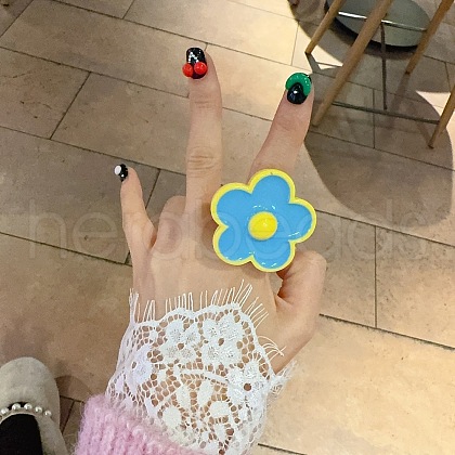 Flower Resin Enamel Finger Rings for Women Girls FS-WG6DDE5-08-1