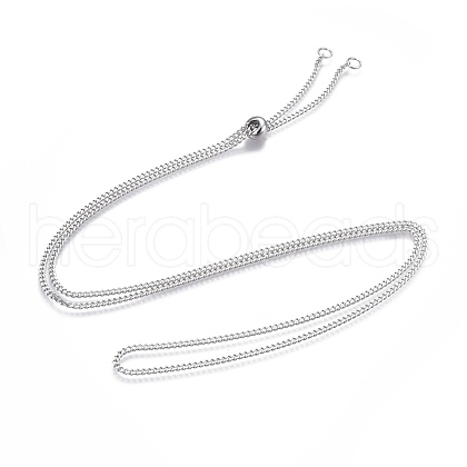 Non-Tarnish Adjustable 201 Stainless Steel Slider Necklaces NJEW-L156-001P-1