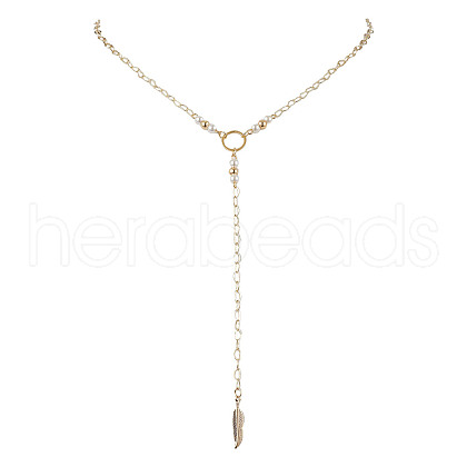 Brass Chain Lariat Necklaces NJEW-JN04920-1