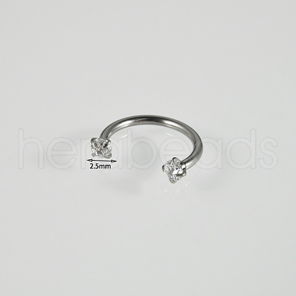 304 Stainless Steel Clear Cubic Zirconia Lip Rings WG22442-06-1