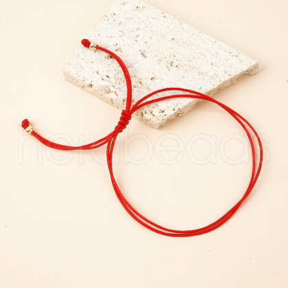 Fashionable Red Fibre Braided Rope Bracelets for Women Men HN7750-1-1