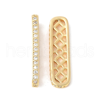 Brass Micro Pave Clear Cubic Zirconia Spacer Bars KK-U064-20A-G-1