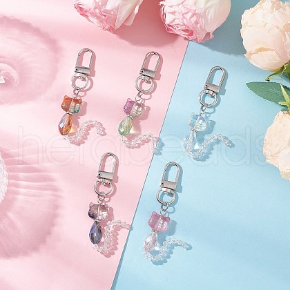 5Pcs Cat Glass Pendants Decorations HJEW-JM03408-1