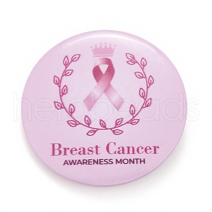 Breast Cancer Awareness Month Tinplate Brooch Pin JEWB-G016-01P-01-1