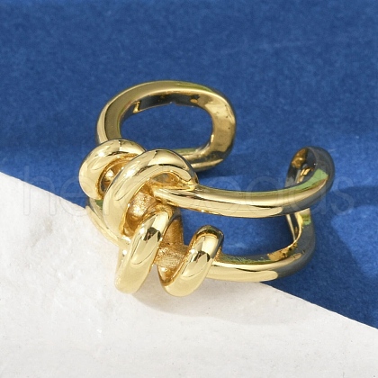 Brass Adjustable Cuff Rings for Women RJEW-C129-03G-1