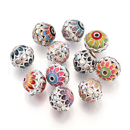 Brass Rhinestone Beads KK-Q080-01D-P-1