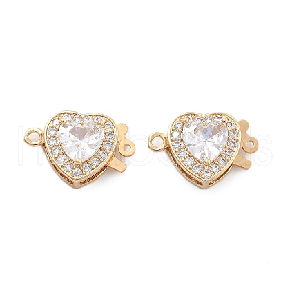 Heart Brass Micro Pave Cubic Zirconia Box Clasps KK-B125-15A-01G-1