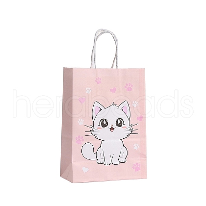 Cat Printed Paper Tote Bags with Handles PW-WG9DBA9-03-1