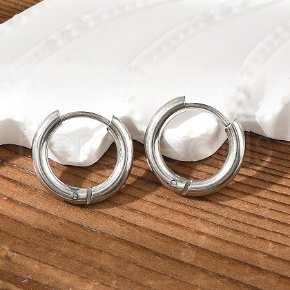 Tarnish Resistant 202 Stainless Steel Huggie Hoop Earrings EJEW-O087-06F-P-1