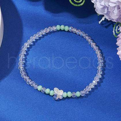 Electroplate Glass Beads Stretch Bracelets for Women BJEW-JB11397-02-1