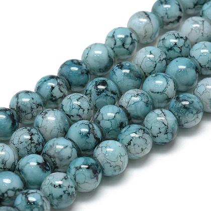 Baking Painted Glass Beads Strands DGLA-S115-8mm-S79-1