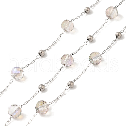 Glass Rondelle Beaded Chains CHS-B004-01P-1