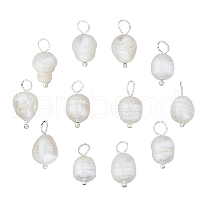 FIBLOOM 12Pcs Natural Cultured Freshwater Pearl Pendants FIND-FI0001-18A-1