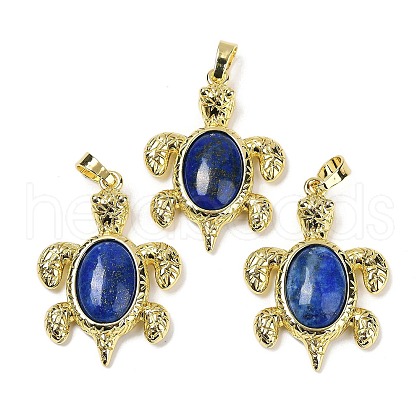 Dyed Natural Lapis Lazuli & Brass Pendants KK-F887-01G-16-1