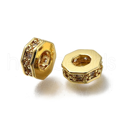 Brass Micro Pave Clear Cubic Zirconia European Beads ZIRC-I070-094G-1