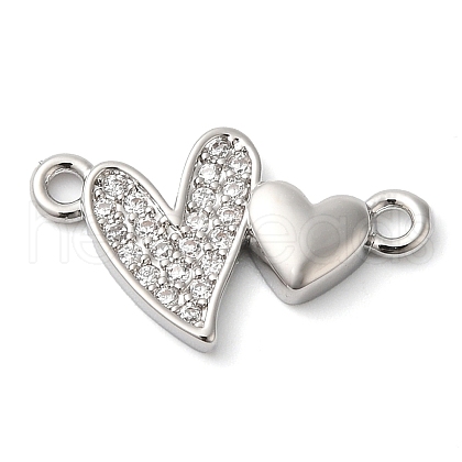 Brass Micro Pave Clear Cubic Zirconia Connector Charms KK-G503-33P-1