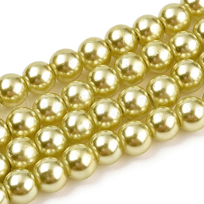 Baking Painted Pearlized Glass Pearl Round Bead Strands HY-Q003-6mm-67A-1