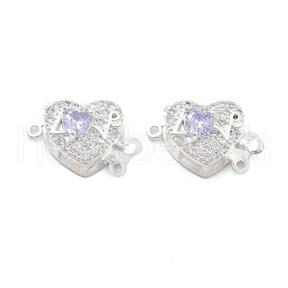 Brass Micro Pave Cubic Zirconia Box Clasps KK-B125-07S-02-1